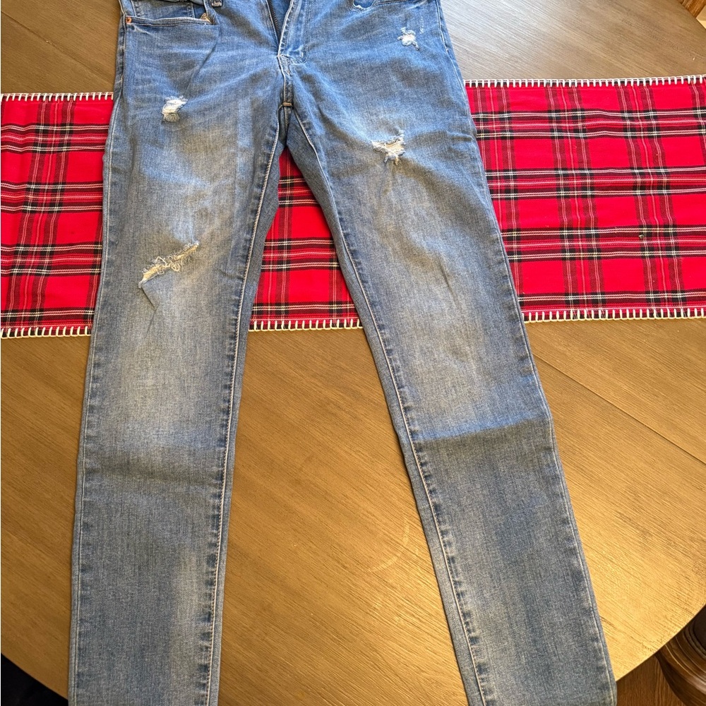 Forever 21 Light Blue Distressed Skinny Jeans